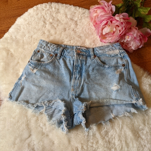 Zara high rise denim mon jean cut off shorts 26